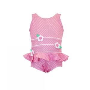 NEW FLORENCE EISEMAN girls polka dot swim suit in pink